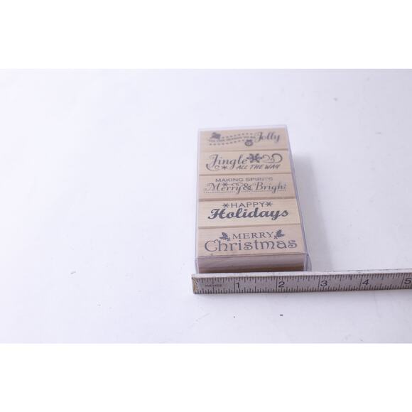 Christmas, Message Stamp Set, Holiday Wishes, Jolly, Jingle, Merry, Bright, - Picture 3 of 3